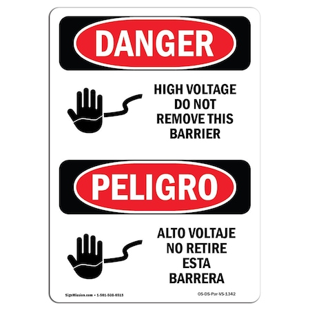 OSHA Danger, 7 Height, 10 Width, Decal